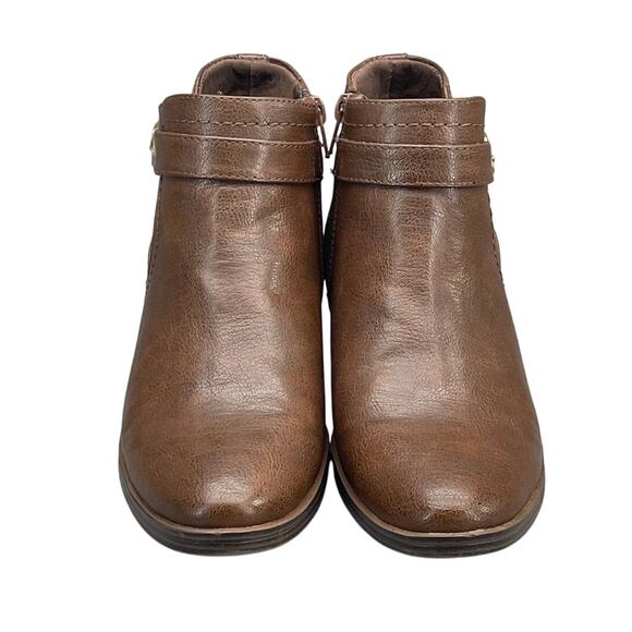 Baretraps Maci Brown Leather Buckle Strap Side Zip Ankle Boots Women 7M - Picture 6 of 11